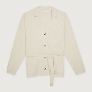 Oak + fort rib knit button up top